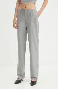 Moschino Jeans pantaloni din lana culoarea gri, drept, high waist, A0307 8725 imagine