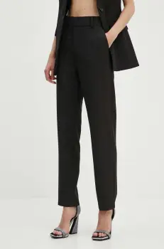 Moschino Jeans pantaloni femei, culoarea negru, drept, high waist, 0332.8227 imagine