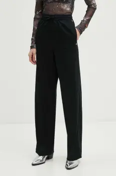Moschino Jeans pantaloni femei, culoarea negru, drept, high waist, A0324 8724 imagine