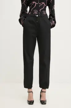 Moschino Jeans pantaloni femei, culoarea negru, high waist, 0303 3224 imagine