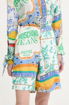 Moschino Jeans pantaloni scurti femei, culoarea alb, modelator, high waist, 0342 3735 imagine