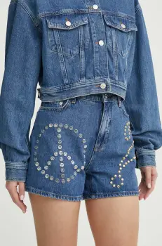 Moschino Jeans pantaloni scurti jeans femei, cu imprimeu, high waist imagine