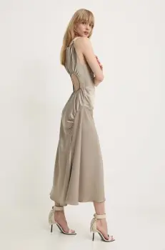 Moschino Jeans rochie culoarea auriu, maxi, evazati, 0460.8229 imagine