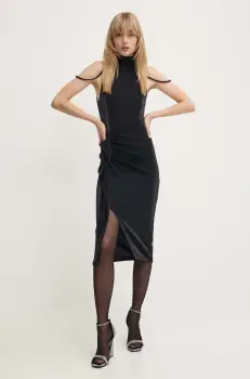 Moschino Jeans rochie culoarea negru, midi, mulata, 0432.8238 imagine