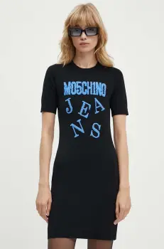 Moschino Jeans rochie culoarea negru, mini, mulata, 0491.8205 imagine