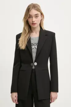 Moschino Jeans sacou culoarea negru, un singur rand de nasturi, neted, 0506 3225 imagine