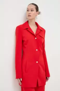 Moschino Jeans sacou culoarea rosu, un singur rand de nasturi, neted imagine