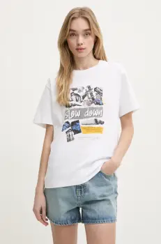 Moschino Jeans tricou din bumbac femei, culoarea alb, 0708 3229 imagine