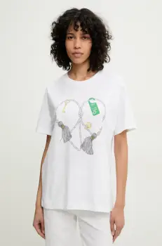 Moschino Jeans tricou din bumbac femei, culoarea alb, 0711 3732 imagine