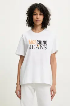 Moschino Jeans tricou din bumbac femei, culoarea alb, 0712 3732 imagine