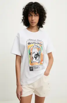 Moschino Jeans tricou din bumbac femei, culoarea alb, 0716 3732 imagine