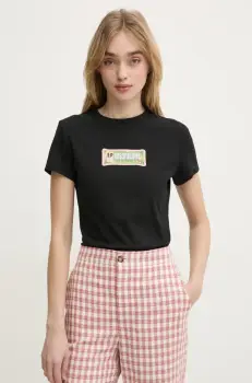 Moschino Jeans tricou din bumbac femei, culoarea negru, 0703 3229 imagine