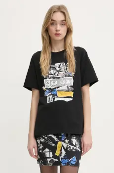 Moschino Jeans tricou din bumbac femei, culoarea negru, 0708 3229 imagine