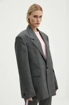 MSGM geaca de lana culoarea gri, un singur rand de nasturi, neted, 3742MDG03.247825 imagine