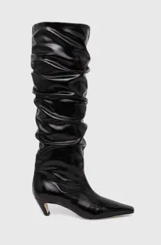 MSGM ghete de piele femei, culoarea negru, cu toc cui, 3741MDS710 848 imagine