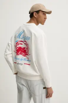 MSGM hanorac de bumbac barbati, culoarea bej, cu imprimeu, 3840MM115.257099 imagine