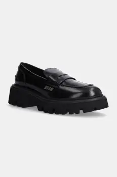 MSGM mocasini de piele barbati, culoarea negru, 3740MS153 513 imagine