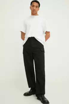 MSGM pantaloni barbati, culoarea negru, cu fason cargo imagine
