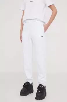 MSGM pantaloni de trening din bumbac culoarea alb, neted imagine