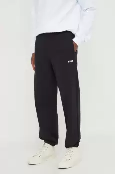 MSGM pantaloni de trening din bumbac culoarea negru, neted imagine