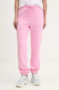 MSGM pantaloni de trening din bumbac culoarea negru, neted imagine