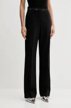 MSGM pantaloni din lana culoarea negru, lat, high waist, 3941MDP05.257605 imagine