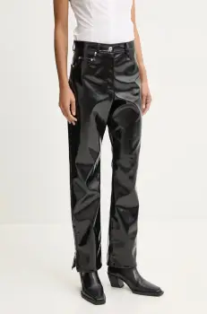 MSGM pantaloni femei, culoarea negru, drept, high waist, 3742MDP08.247800 imagine