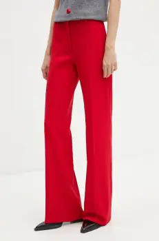 MSGM pantaloni femei, culoarea rosu, lat, high waist, 3741MDP01.247621 imagine