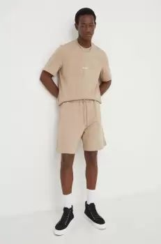 MSGM pantaloni scurti din bumbac culoarea bej imagine