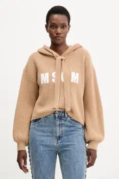 MSGM pulover de lana culoarea bej, calduros, 3941MDM219.257785 imagine