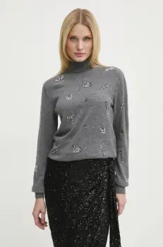 MSGM pulover de lana femei, culoarea gri, light, cu guler, 3742MDM212.247786 imagine