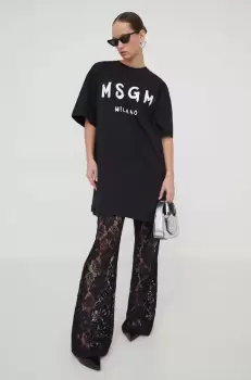 MSGM rochie din bumbac culoarea negru, mini, oversize imagine