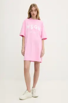 MSGM rochie din bumbac culoarea roz, mini, oversize imagine