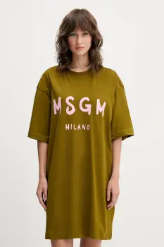 MSGM rochie din bumbac culoarea verde, mini, oversize, 3941MDA510.257798 imagine
