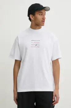 MSGM tricou din bumbac barbati, culoarea alb, cu imprimeu, 3840MM108.257002 imagine