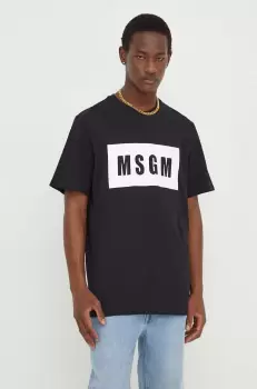 MSGM tricou din bumbac barbati, culoarea negru, cu imprimeu imagine