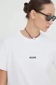 MSGM tricou din bumbac femei, culoarea alb imagine