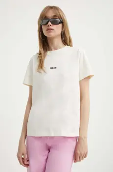 MSGM tricou din bumbac femei, culoarea bej 2000MDM500.200002 imagine