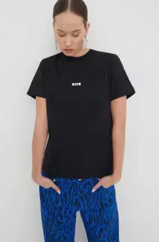 MSGM tricou din bumbac femei, culoarea negru imagine