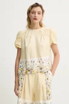 MUNTHE bluza de matase FAHSAI culoarea bej, modelator, 251100925118 imagine