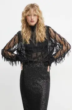 MUNTHE bluza SKALLO femei, culoarea negru, cu imprimeu, 244102824440 imagine