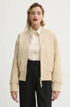 MUNTHE geaca bomber de piele FERRIL femei, culoarea bej, de tranzitie, 251151525105 imagine