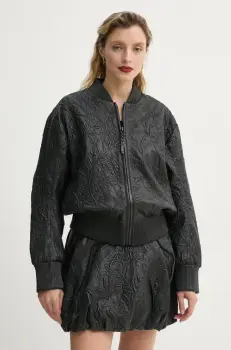 MUNTHE geaca bomber de piele FERRIL femei, culoarea negru, de tranzitie, 251151525105 imagine