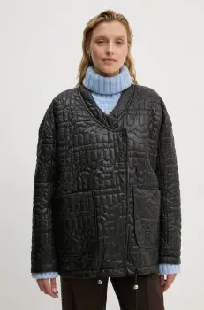 MUNTHE geaca cu doua fete TIMOTHIE femei, culoarea negru, de tranzitie, oversize, 243153524343 imagine