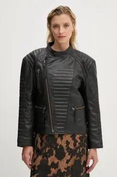 MUNTHE geaca ramones de piele TWEEKIE femei, culoarea negru, de tranzitie, 243152224304 imagine