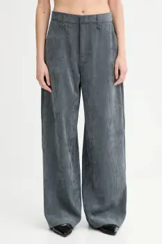 MUNTHE pantaloni de catifea cord LELOUIS culoarea gri, lat, high waist, 253143025310 imagine