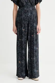 MUNTHE pantaloni FAICUS culoarea bleumarin, lat, high waist, 253140225320 imagine