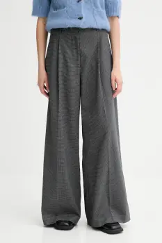 MUNTHE pantaloni LUPON culoarea gri, lat, high waist, 253142525309 imagine