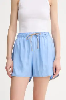 MUNTHE pantaloni scurti din amestec de in UPPI cu imprimeu, high waist, 255140625523 imagine