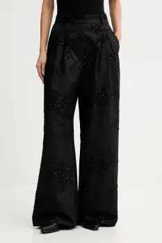 MUNTHE pantaloni STORMY culoarea negru, lat, high waist, 254144025401 imagine